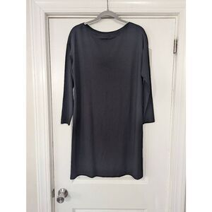 Eileen Fisher Long Sleeve Dress‎ women's size Small black boat neck minimalist